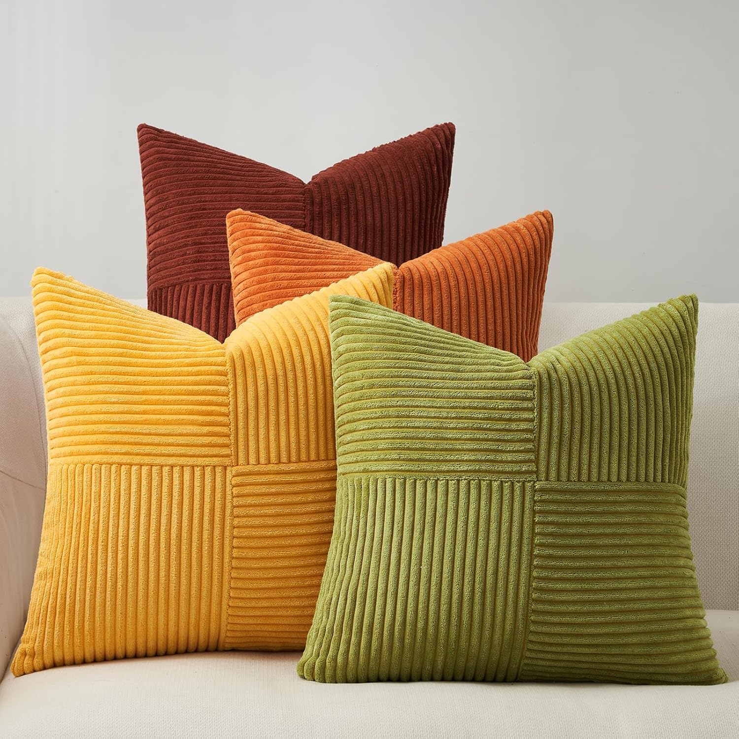 Topfinel 60x60 4er Set Herbst Kissenbezug gelb Kissenbezüge Kissenhülle sofakissen dekokissen Zierkissen Bezug deko für Sofa Schlafzimmer Wohnzimmer Dekokissenbezug sofakissen dekokissen
