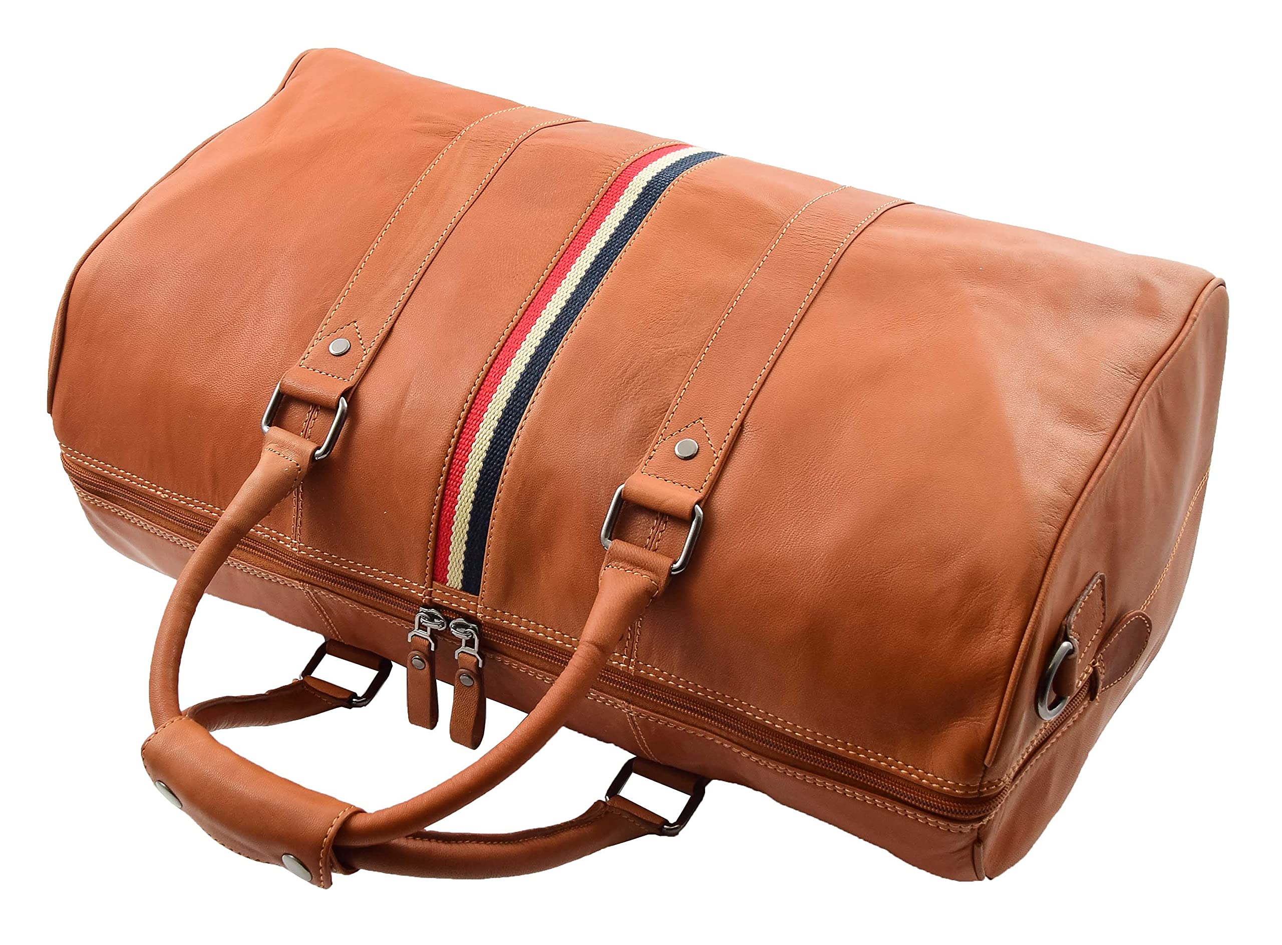 Bolsa de viaje de cuero genuino Cognac Sports Weekend Travel Mochila - Miami