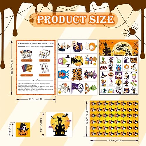 Miniatura 3 de Konsait 39 hojas de juego de bingo de Halloween para niños, juegos de aula de Halloween, suministros de bingo para adultos, juegos de tarjetas de