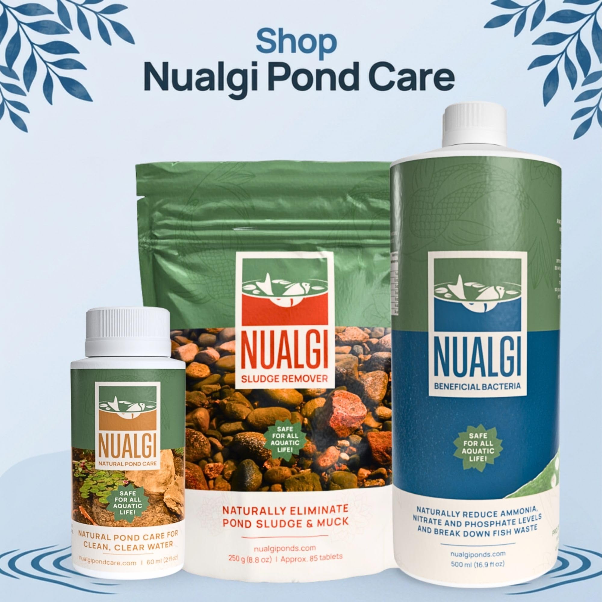 Detergente naturale per laghetti, 60 ml, chiarificatore per laghetti di pesci, sicuro per tutta la vita acquatica, incluso Koi, chiarificatore per acqua per laghetti, tratta fino a