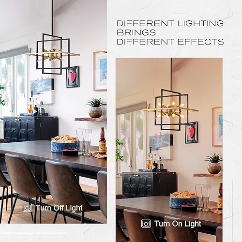Miniatura 4 de TACDANDM Candelabro Sputnik de 18.9 pulgadas de oro negro con 8 luces, moderno, industrial, ajustable, colgante geométrico para entrada, vestíbulo,