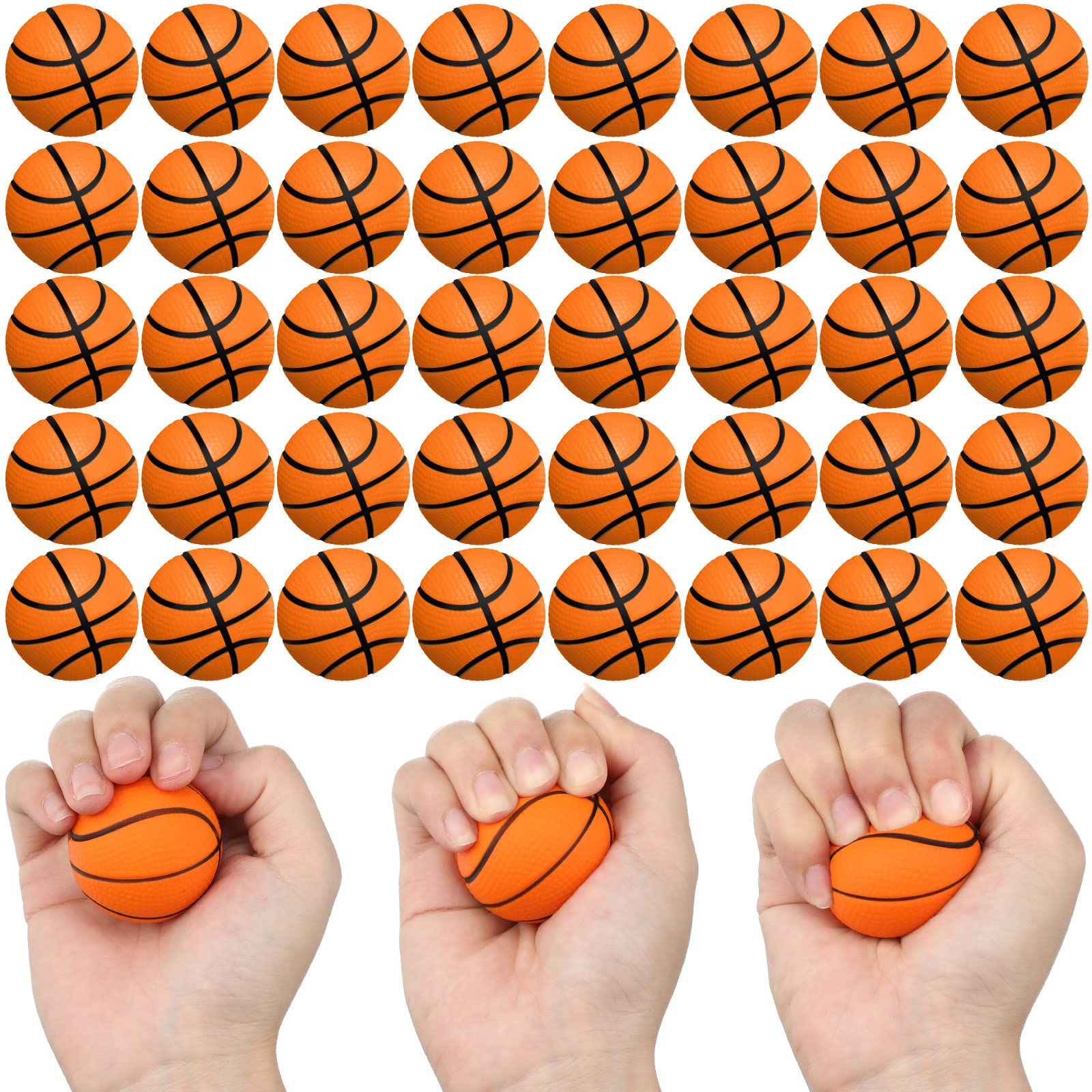 100 Pcs Mini Basketball Stress Ball Bulk 1.6 Inch Mini Basketball Party Favor Small Soft Foam Squeeze Ball Anxiety Stress Relief for Party Decorations