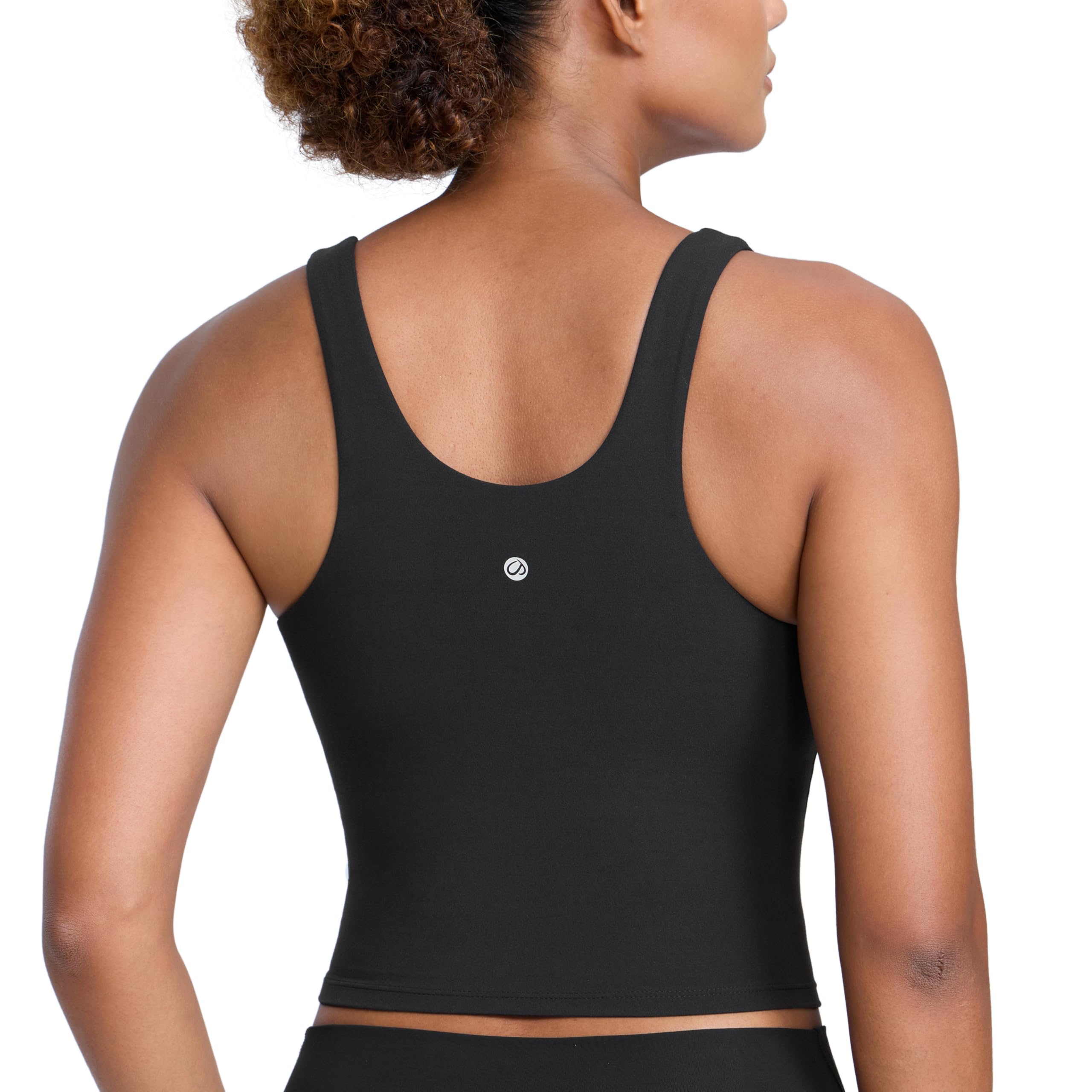 CRZ YOGA Womens Butterlift Racerback Longline Sports Bra U Neck Pilates Tank Stretch Workout Yoga Crop Top with Built in Pads Black 16