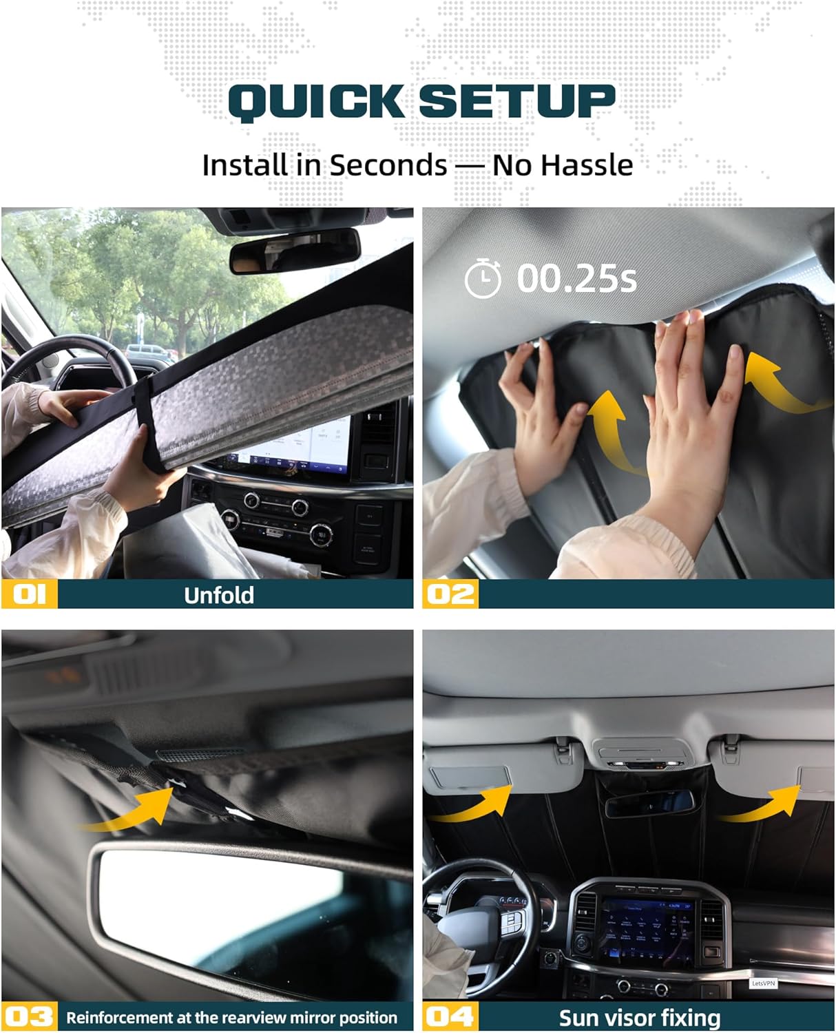 Trumgeta Custom Fit Windshield Sun Shade Fit for Toyota Tacoma 2024 2025 2026, Complete Light & UV Blocking Foldable Sunshade 4th Gen Tacoma Accessories