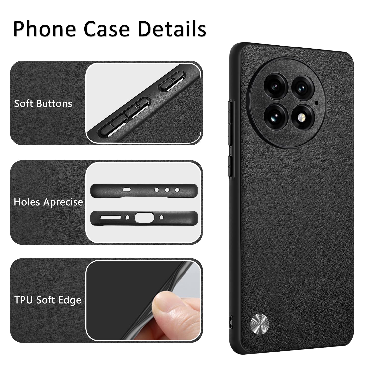 Cover per OnePlus 13, Custodia in Pelle Sintetica TPU, Anti