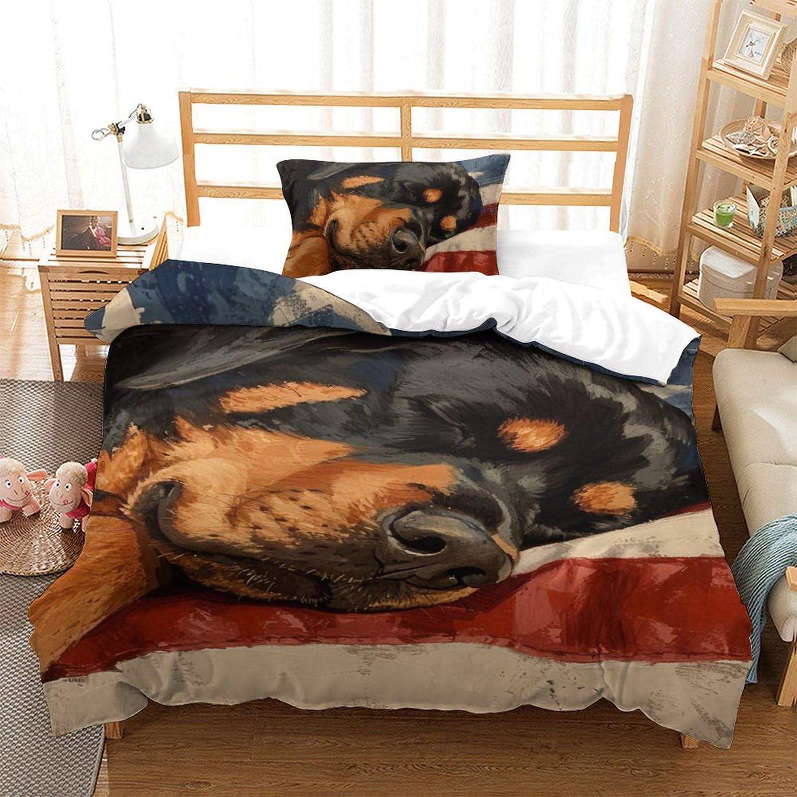 Housses de couettes chien Rowena anti-transpiration en microfibre ultra douce pour sommeil réparateur