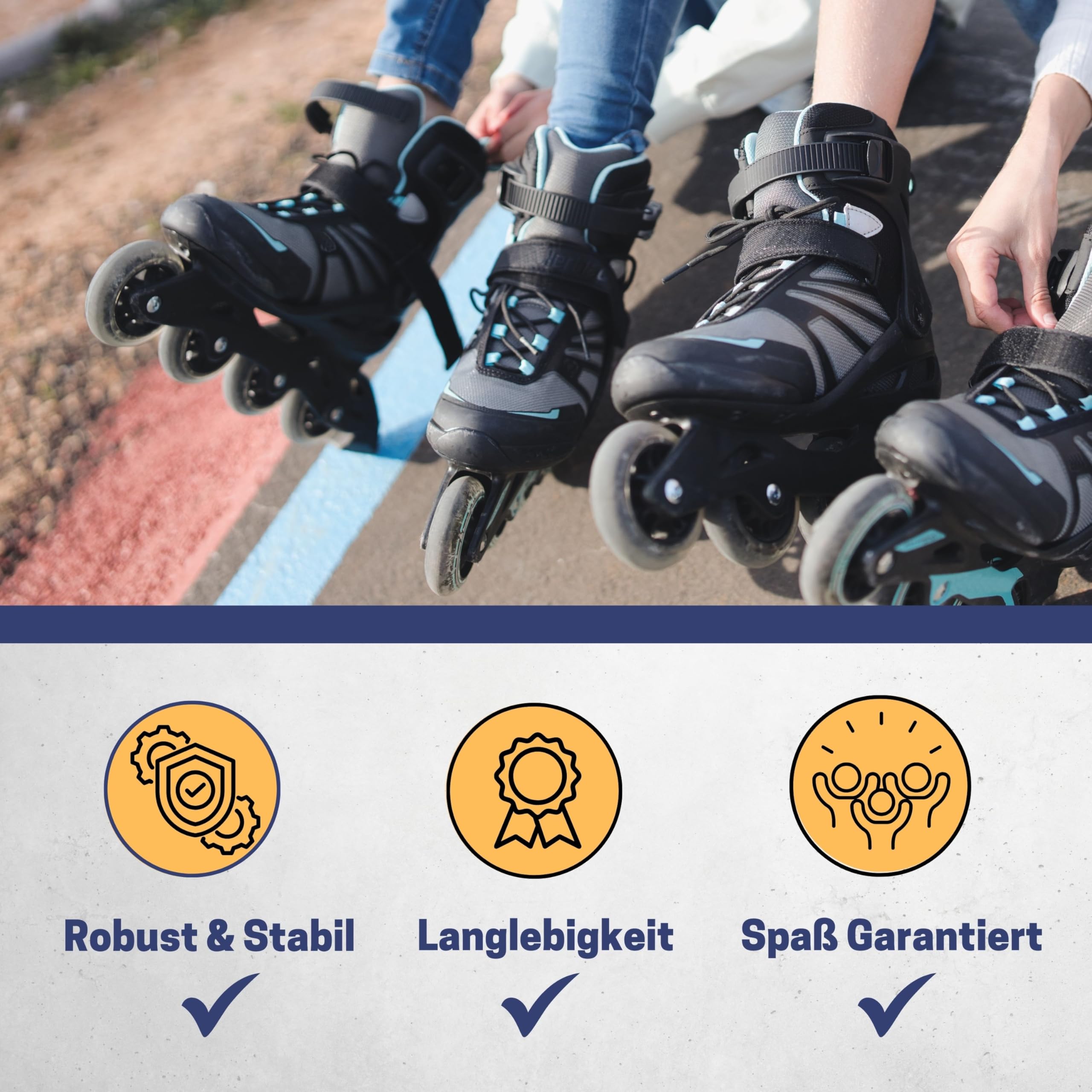 Best Sporting Inline Skates Erwachsene & Jugendliche I Rollschuhe Erwachsene I Breitenverstellung bis 6 mm I robuste Inliner mit Bremse I schwarz I Rollerskates Schuhe I Inliner mit 4 Rollen