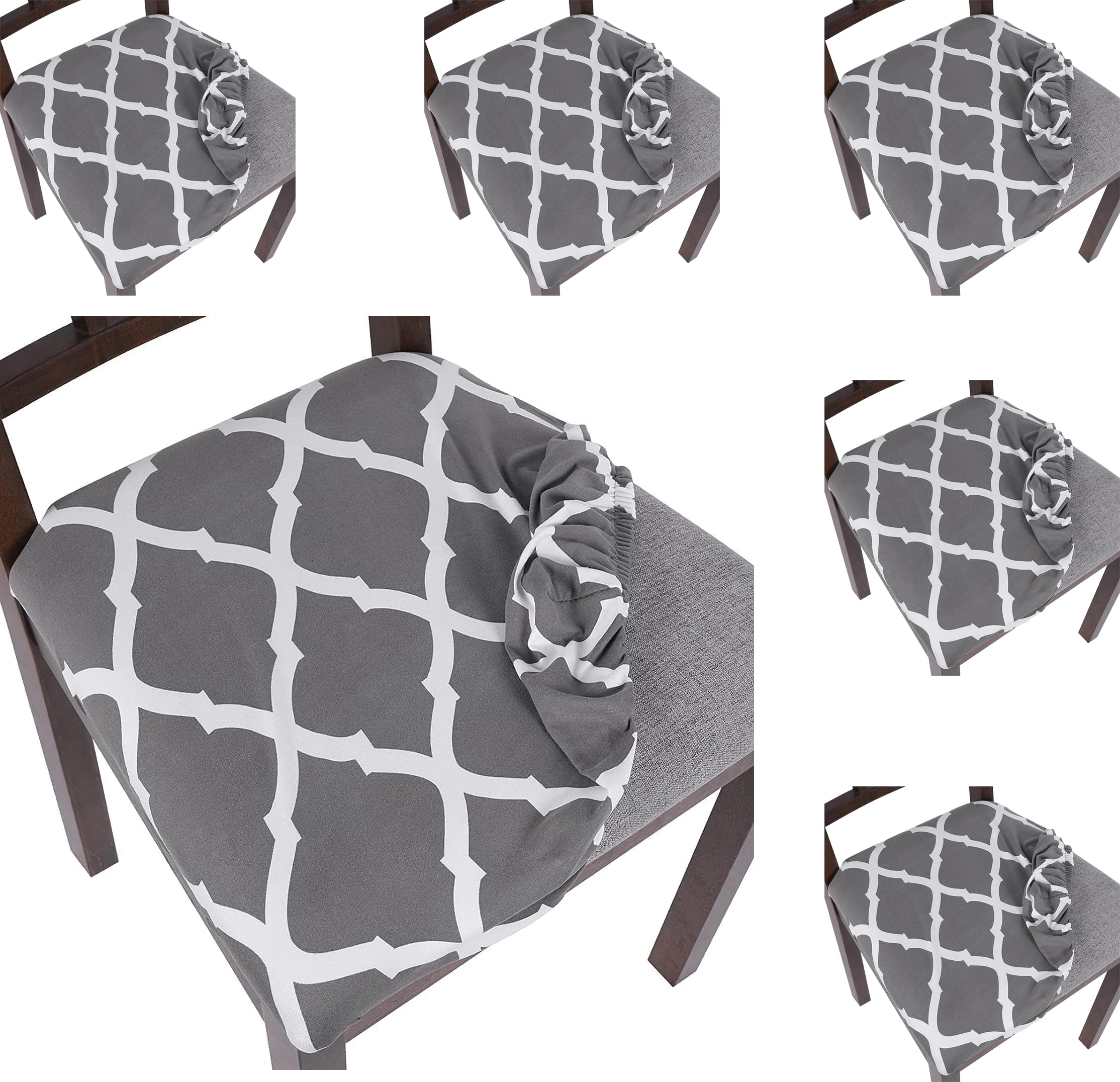 House of Quirk Elastic Chair Seat Covers Stretch Chair Covers for Dining Room Square Removable Washable Chair Protector (Grey Diamond, Pack of 6) (B0CQR8BLFW) Amazon Price History, Amazon Price Tracker