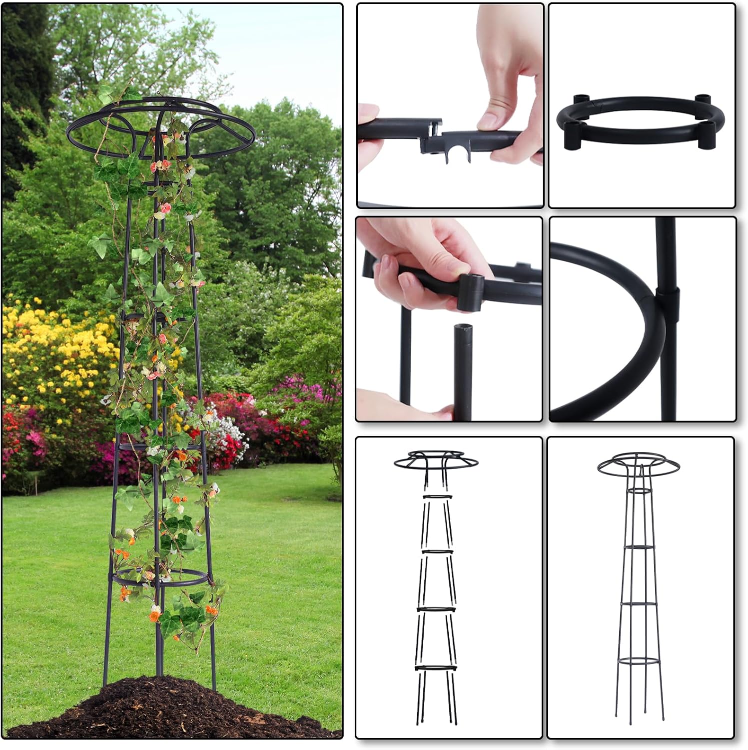 AutoRocking Garden Trellis for Climbing Plants - 6FT Climbing Plant Support Garden Mushroom Top Trellis for Climbing Vines Vegetables & Plants, 1 Pack
