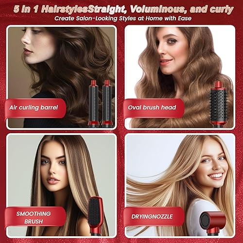Miniatura 6 de 5 en 1 Air Styler Rizador y Secador de Pelo, Cepillo Secador de Cabello Iónico Negativo de Baja Velocidad, Estilizador Multi Pelo, Cepillo Secador