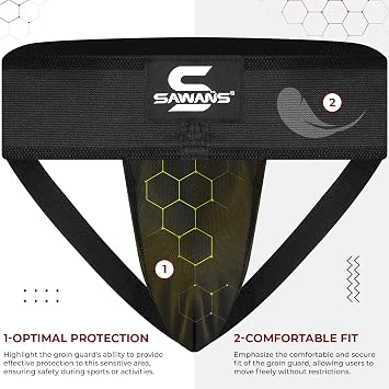 SAWANS Boxing Groin Guard Cup Kickboxing MMA Abdominal Protector Men Sweat-absorbent Ventilated Adjustable Underwear Taekwondo Sparring Groin Protector Jockstrap Jiu Jitsu BJJ Protection