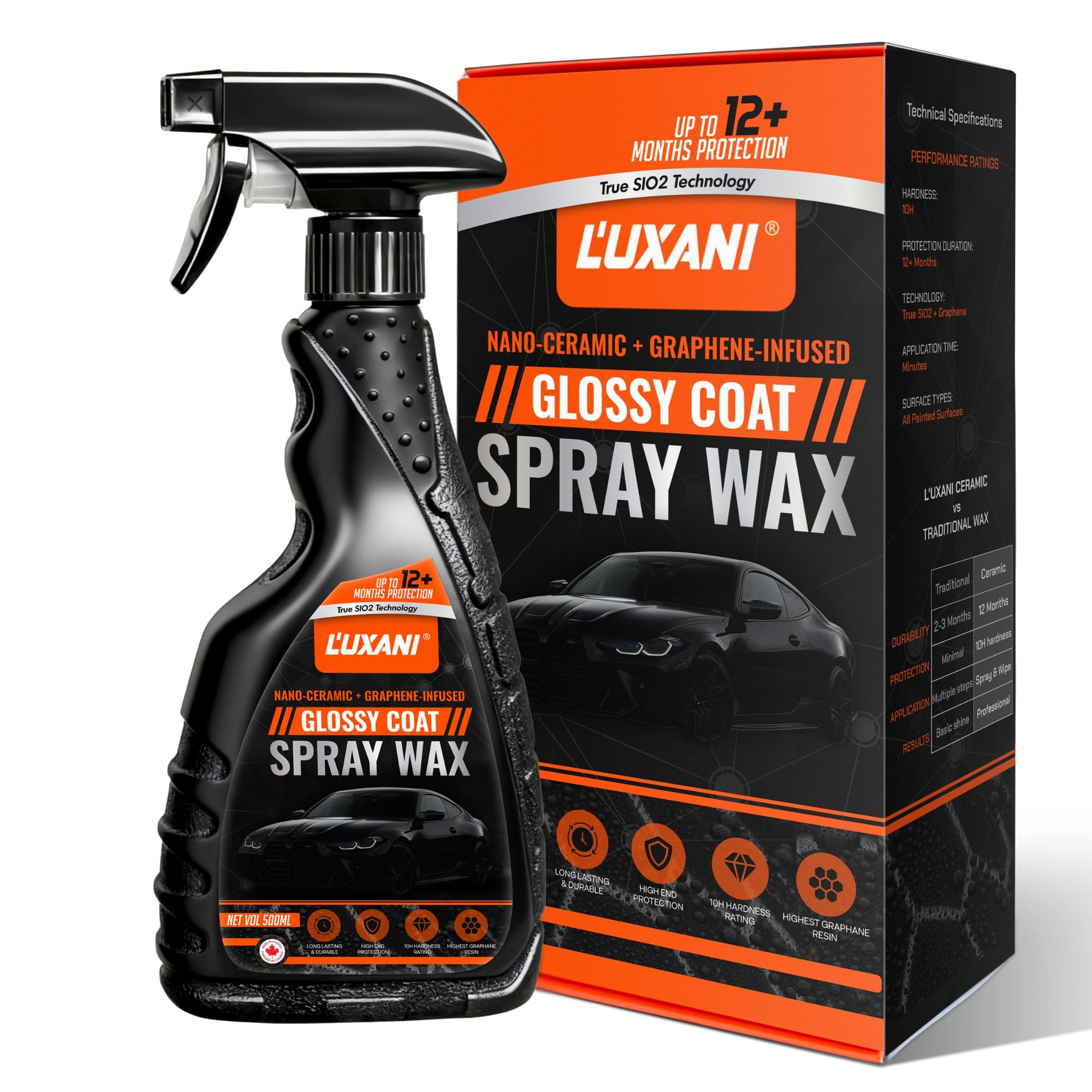 L’UXANI Graphene Ceramic Spray Coating | Advanced Graphene Technology | Professional Hydrophobic Top Coat for Cars, Motorcycles, RVs & Boats | Deep
