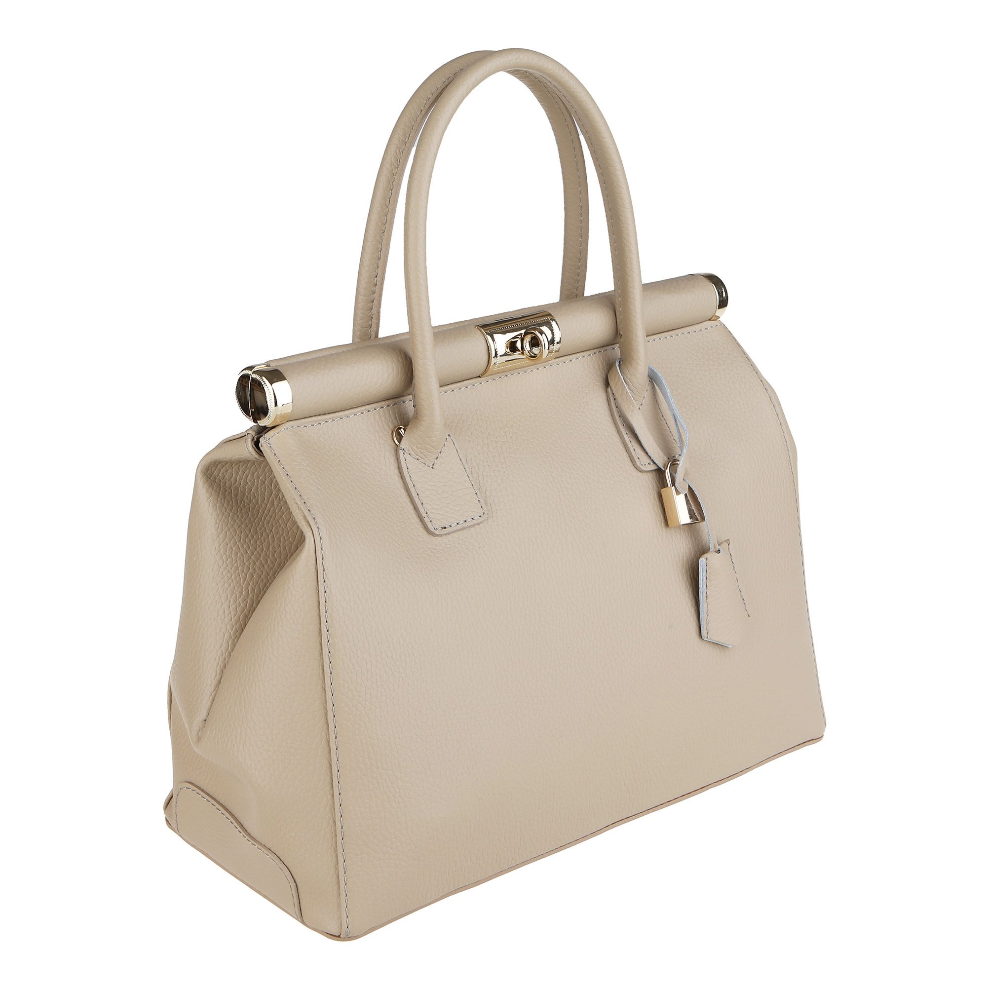 Chicca Borse Handbag Borsa a Mano da Donna con Tracolla in Vera Pelle Made in Italy 35x28x16 Cm