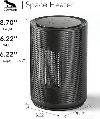 Miniatura 2 de COWSAR Calentador de espacio, calentadores eléctricos portátiles de 1500 W con termostato, control remoto, protección contra sobrecalentamiento