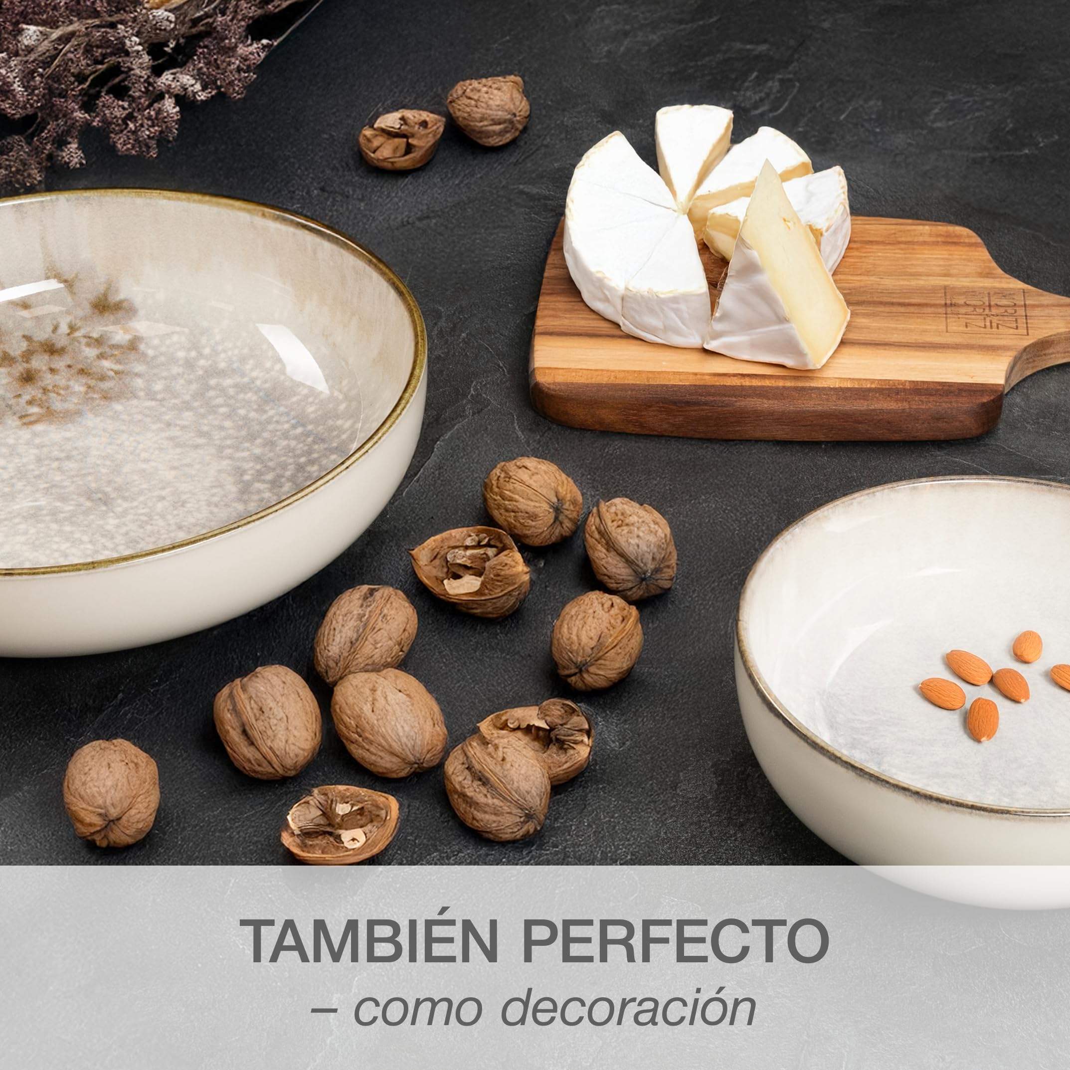 Moritz & Moritz Blossom - Cuencos grandes para servir (2 cuencos de porcelana con 20 cm y 29 cm en diseño floral), para servir alimentos o como ensaladera de cerámica, aptos para microondas y