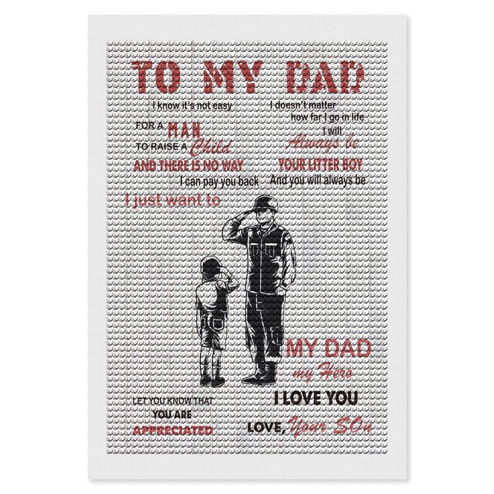 Junmoney to My Dad Diamond Art Canvas 8"x12", Decorate Your Room, Mindful Craft Activity, Cosy Home Accent, Thoughtful Handmade Gift