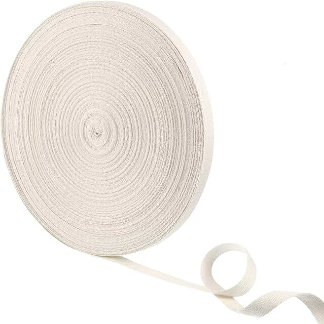 Twill Tape Ribbon Soft Natural Twill Tape Herringbone Webbing Tape Sewing Twill Ribbon for DIY Craft Making (Beige, 1/2 In...