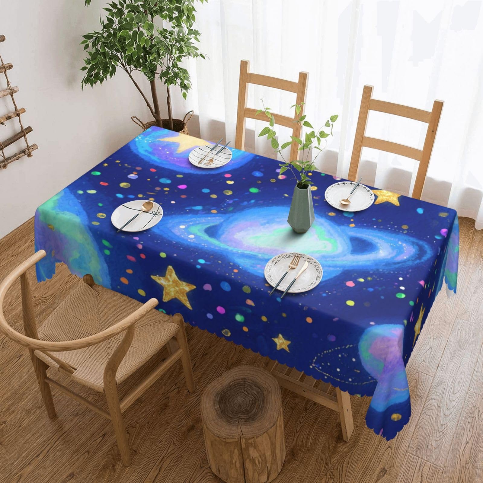 Nappe pour jardin et pique-niques décor galaxie 137x183cm idéale repas extérieurs en famille