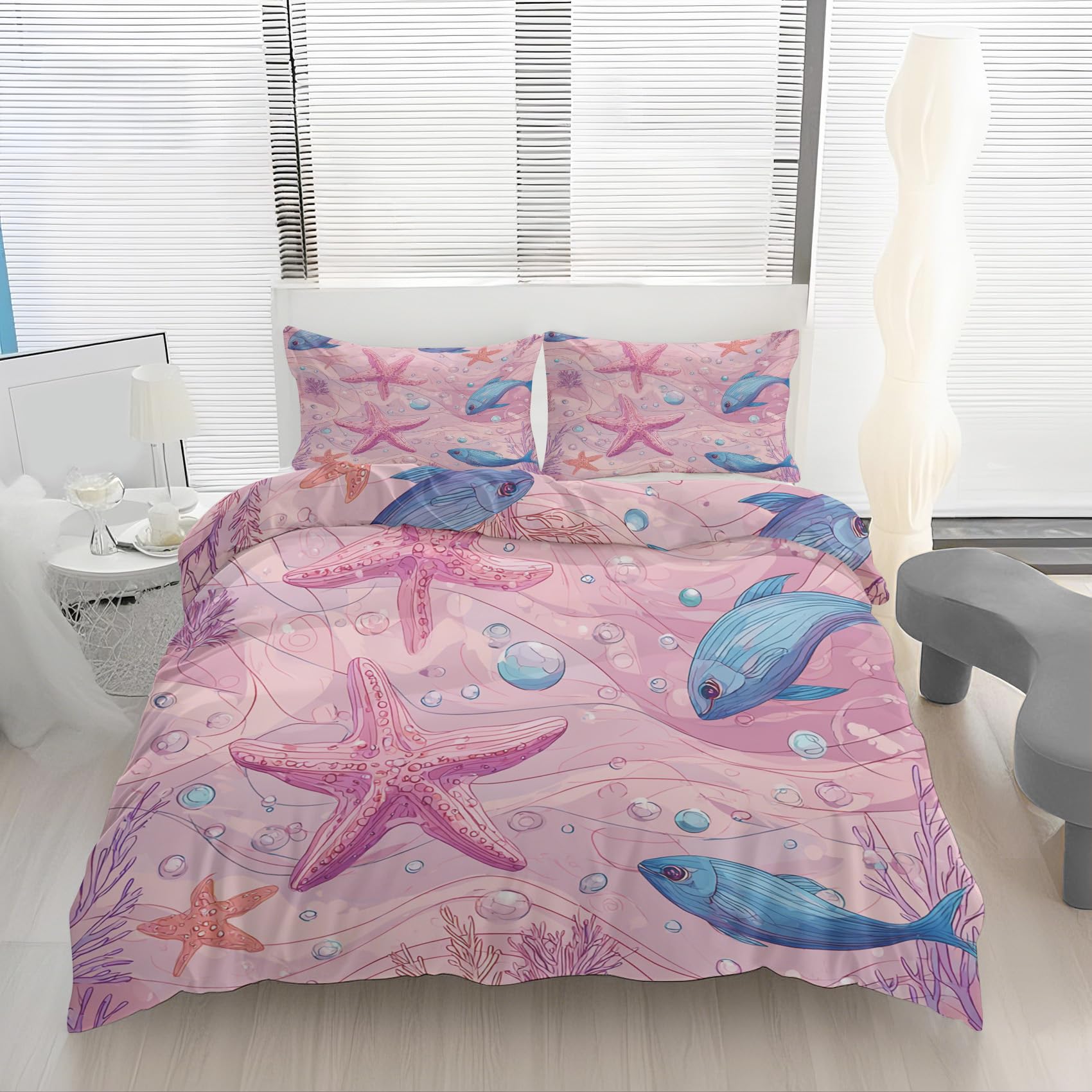 Housse de couette rose poisson tropical pour illuminer le lit de votre fille