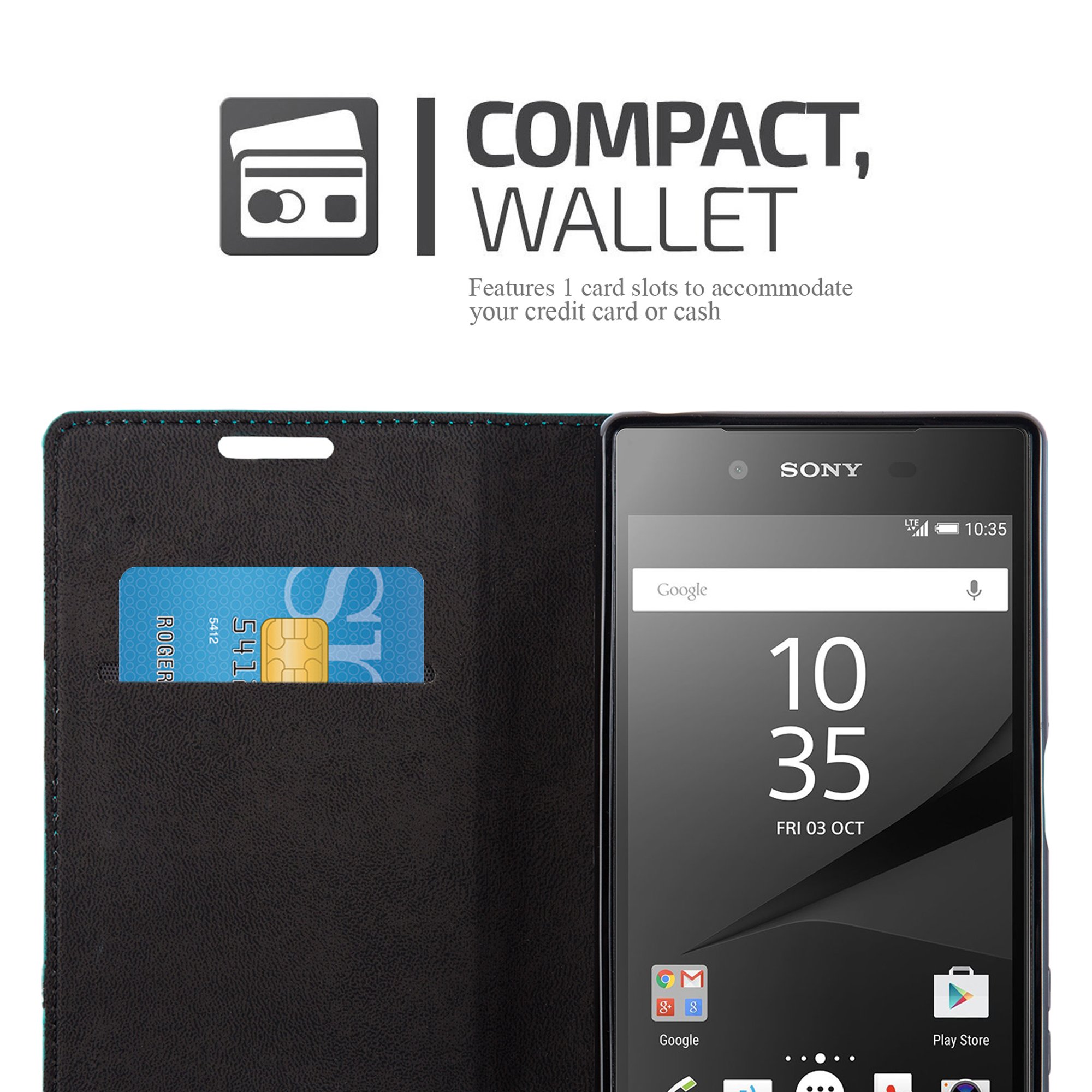 Cadorabo Custodia Libro Per Sony Xperia Z5 – Nero Di Notte Con Slot E Supporto