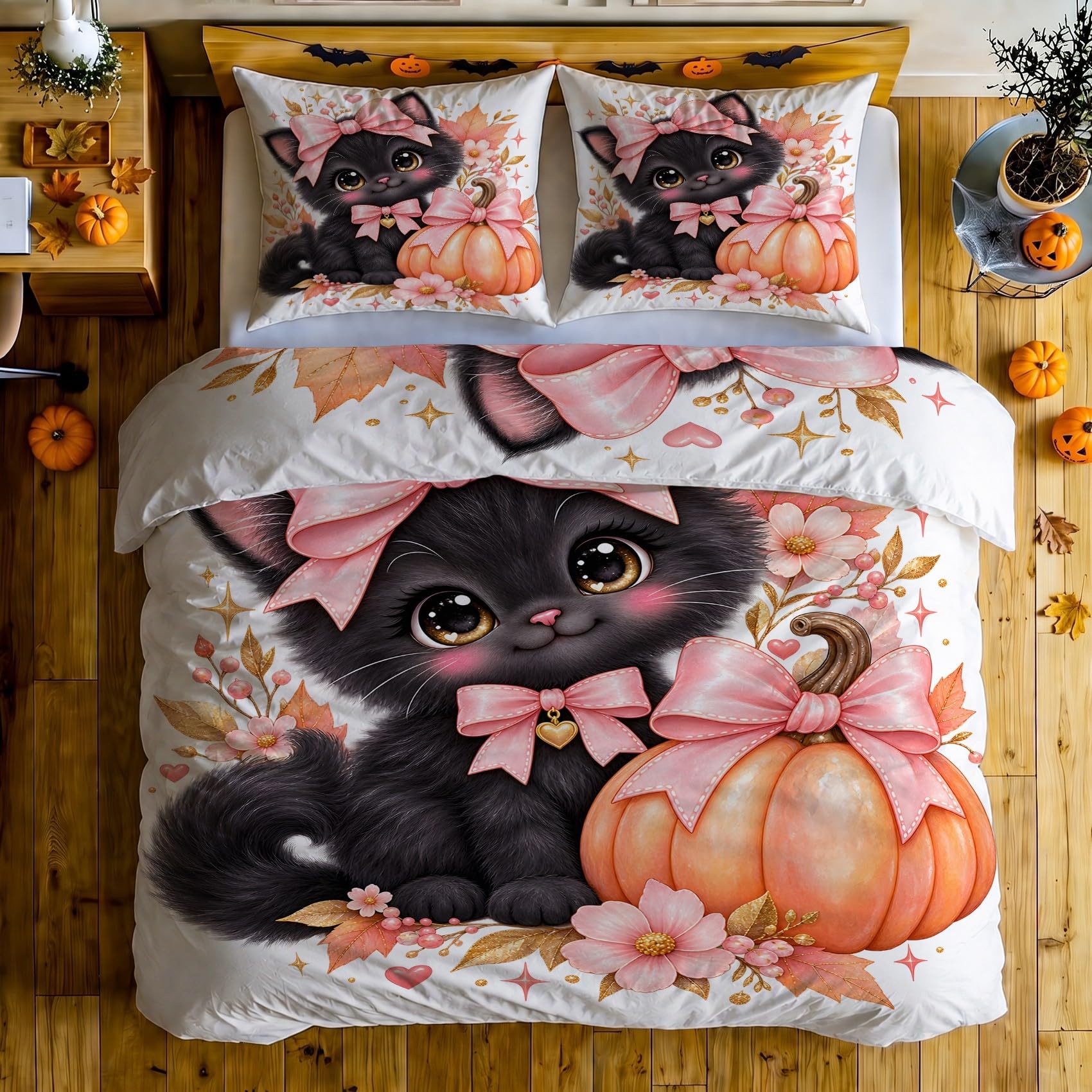 Generisch Schwarze Katze Bettwäsche 220x240 3tlg Schlafzimmer Deko