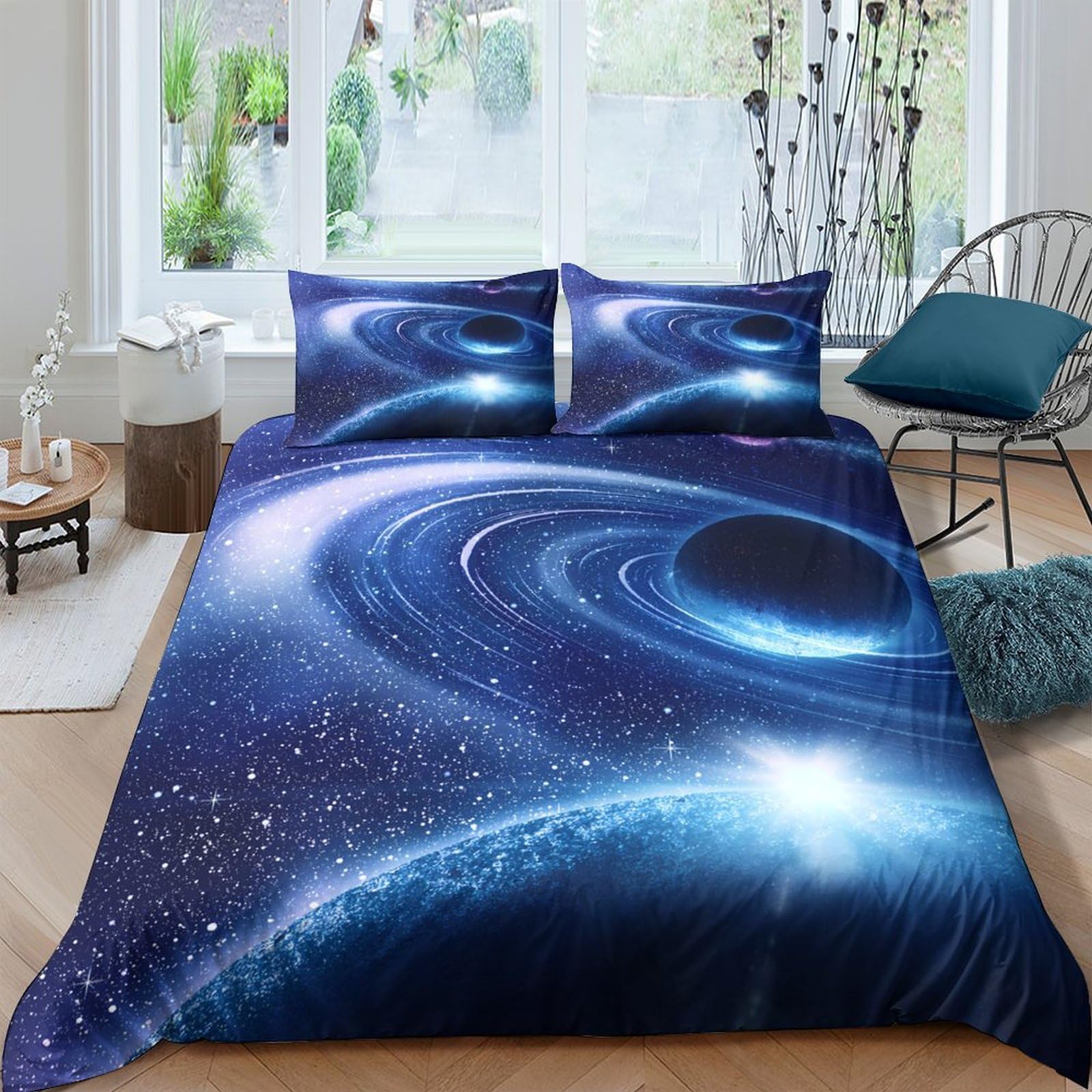 Ctjqhvkz Style-8 3D Printed Galaxy Starry Sky Fitted Sheet Microfiber Soft Durable Cosmic Nebula Bed Sheet For Bedroom Guest Room Decor Single（135X200cm）