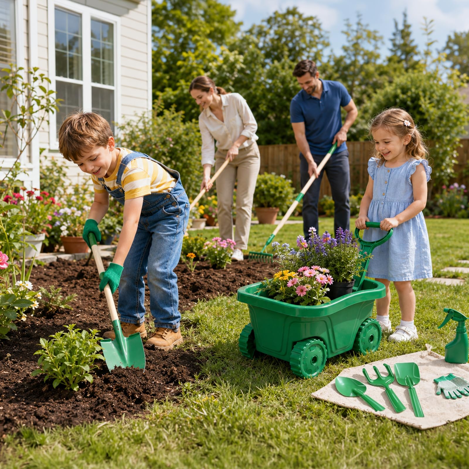 Carretilla Jardin para Niños - 11pcs Exterior Herramientas,3 Años