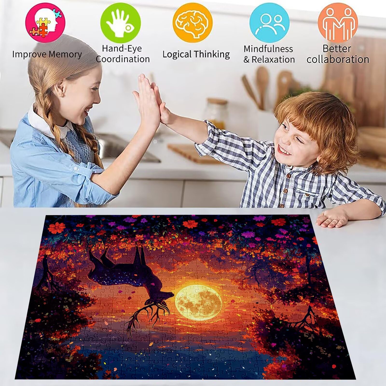 Puzzle 3000 elementów leśnych puzzle dla dorosłych jeleń 122 x 81 cm Unikalne rzemiosło klasyczne 3D Drewniane układanki do rodzinnych gier aktywnych, układanka do samodzielnego wykonania nawet do