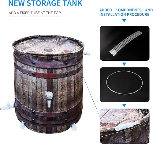 Miniatura 3 de Rain Barrel Sistema de recolección de agua de lluvia plegable anticolapso,Tanque de almacenamiento de agua portátil,Captador de agua de jardín