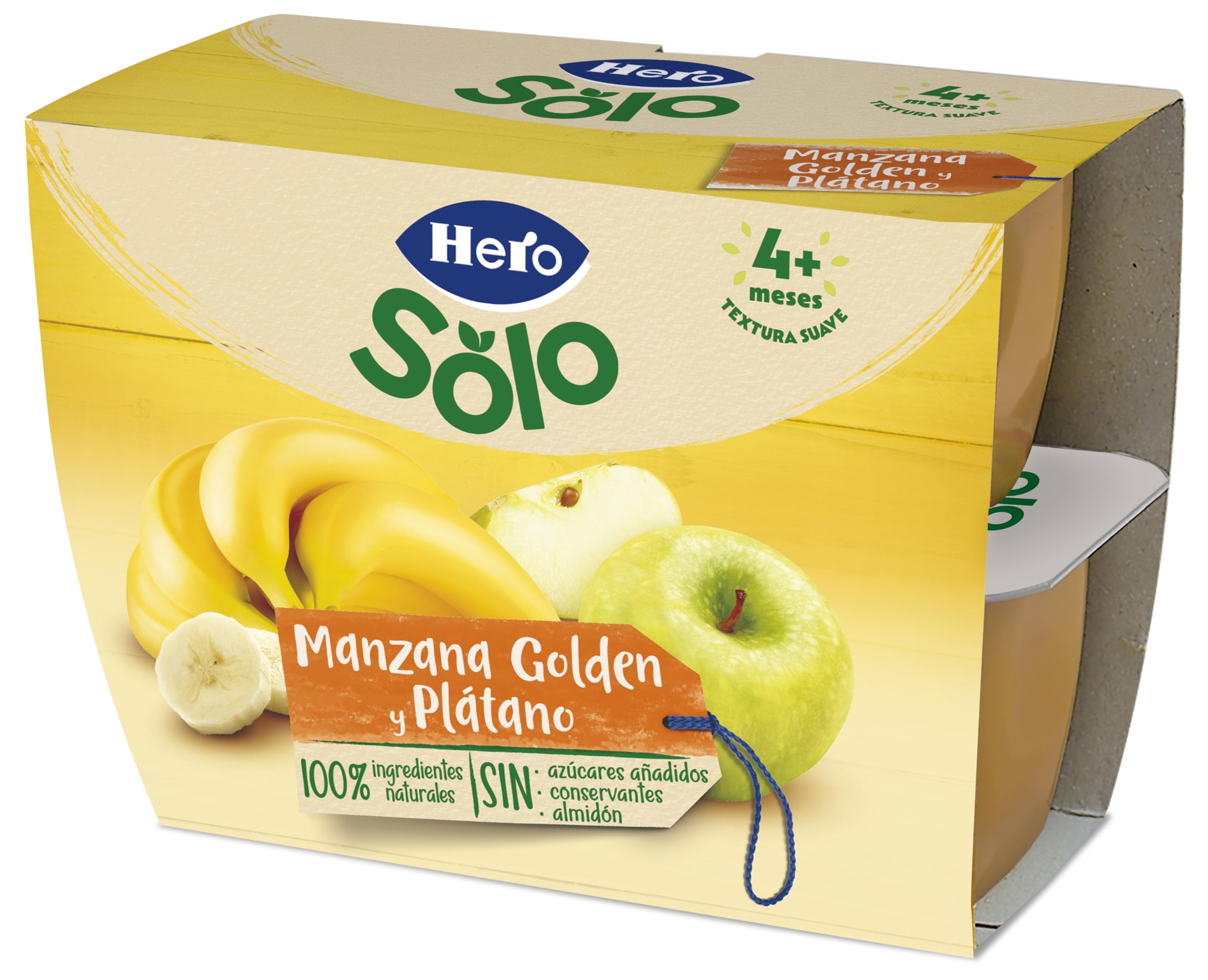 Hero Baby Tarrito Infantil - Tarritos Multifrutas Selectas, Sin Aceite de Palma, Sin azúcares añadidos, Para Bebés desde 4 meses, 100% Fruta, 6 Packs de 4x100gr