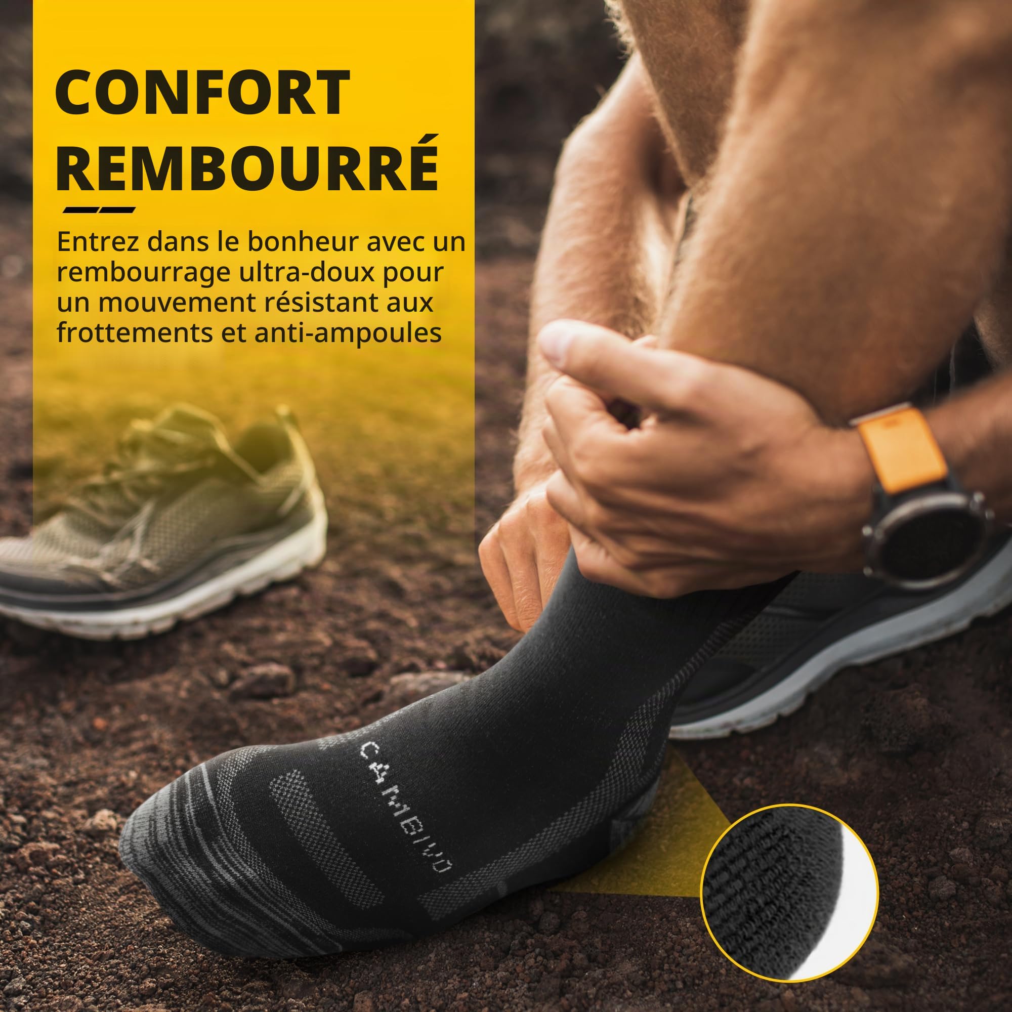 CAMBIVO Chaussettes Randonnée Anti Ampoule Femme Homme, Chaussettes Sport en Mérinos Laine, Chaussettes de Sport Respirant pour Trekking, Cyclisme, Trail Running, Ski, Thermiques, 2 ou 3 Paires