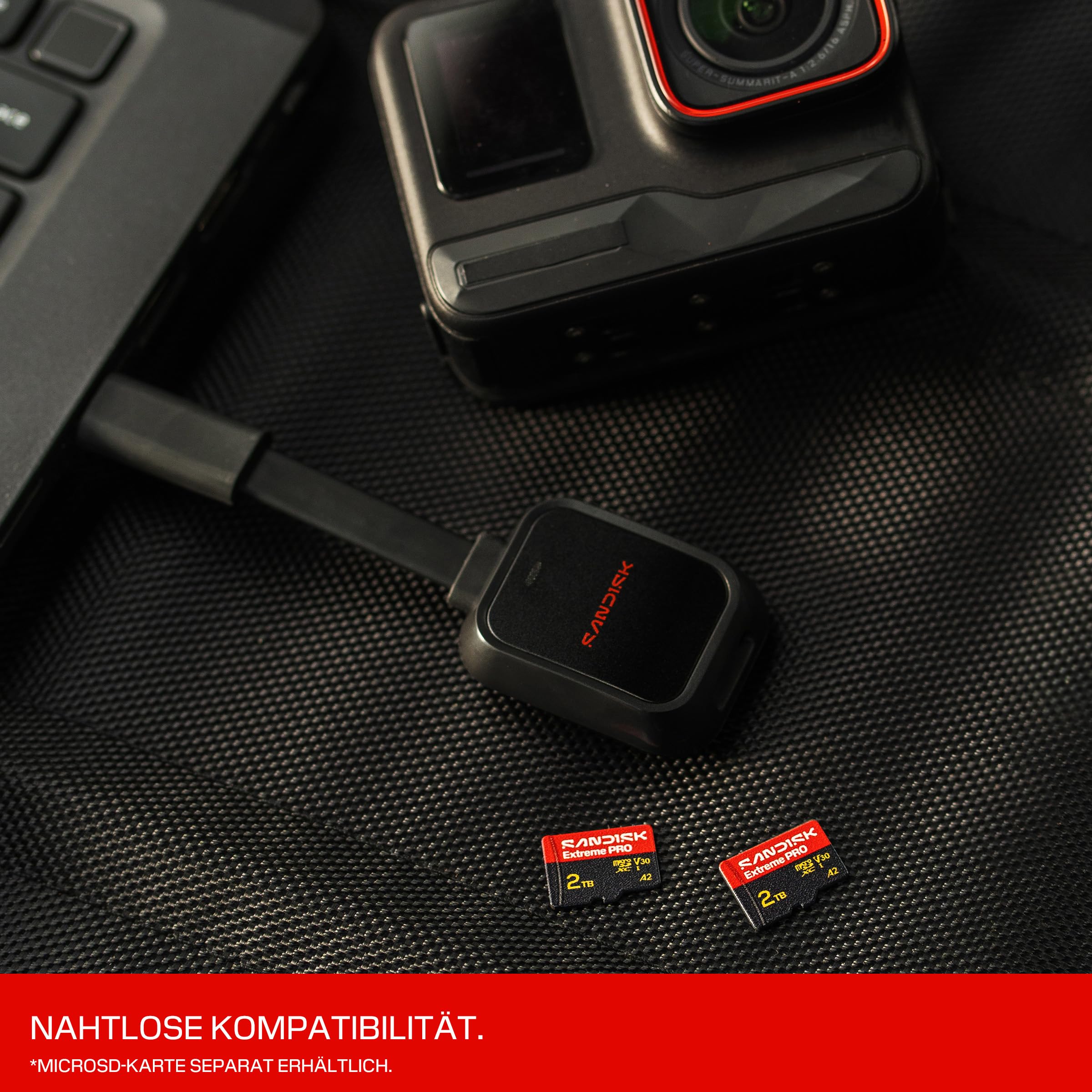 SANDISK QuickFlow microSD-Karte mit USB-C Lese und Schreibgerät, UHS-I and UHS-II, USB 3.2 Gen 1