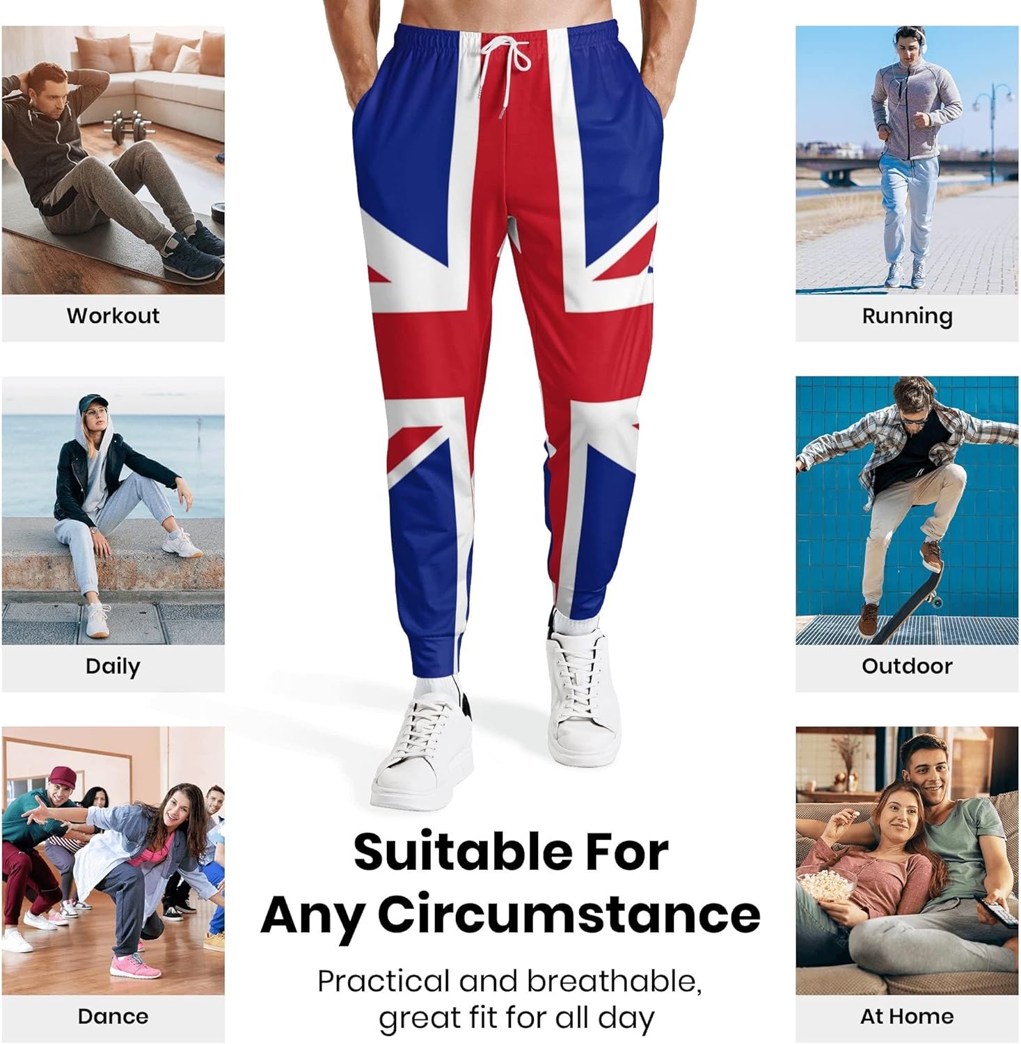 Mens Sweatpants Lounge Pants Comfy Jogger Pants Lightweight Casual Trousers with Pocket - Image 7