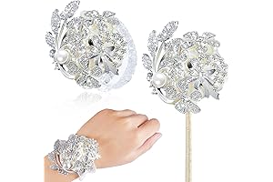 2 Pcs Artificial Corsages Wrist Flower Rhinestone Corsage for Wedding Wrist Flower Party