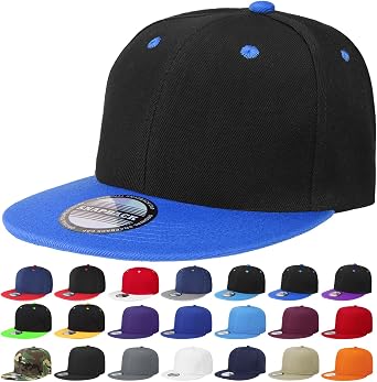 Classic Snapback Hat Cap Hip Hop Style Flat Bill Blank Solid Color Adjustable Size