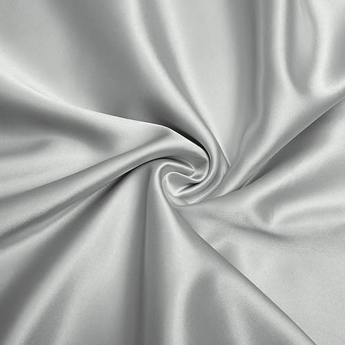 Miniatura 8 de VACVELT Sábanas de satén, juego de 4 piezas con bolsillos extra profundos para cama de tamaño matrimonial, satén gris plateado con tacto de lujo