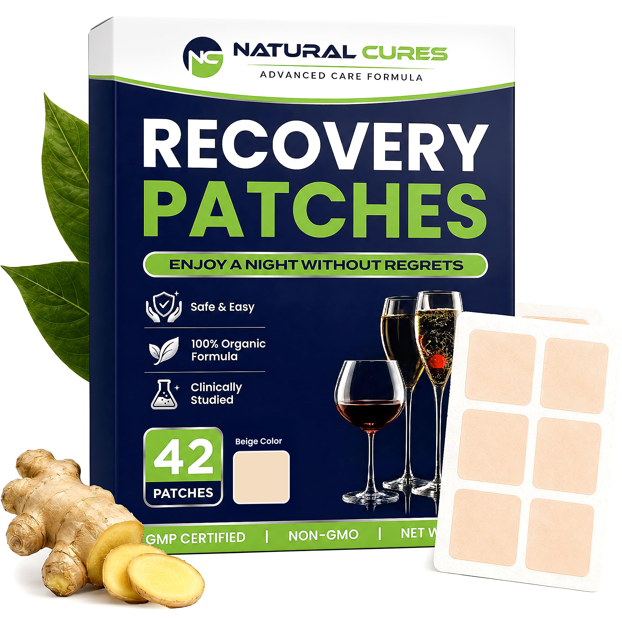 Party Recovery Patch - 42er-Pack Party-Patches - Wake Up Refreshed and Energized with Skin-Friendly Patch - Strong Adhesive for Secure Fit - Natural Ingredients for Quick Recovery (Beige (42 Count))