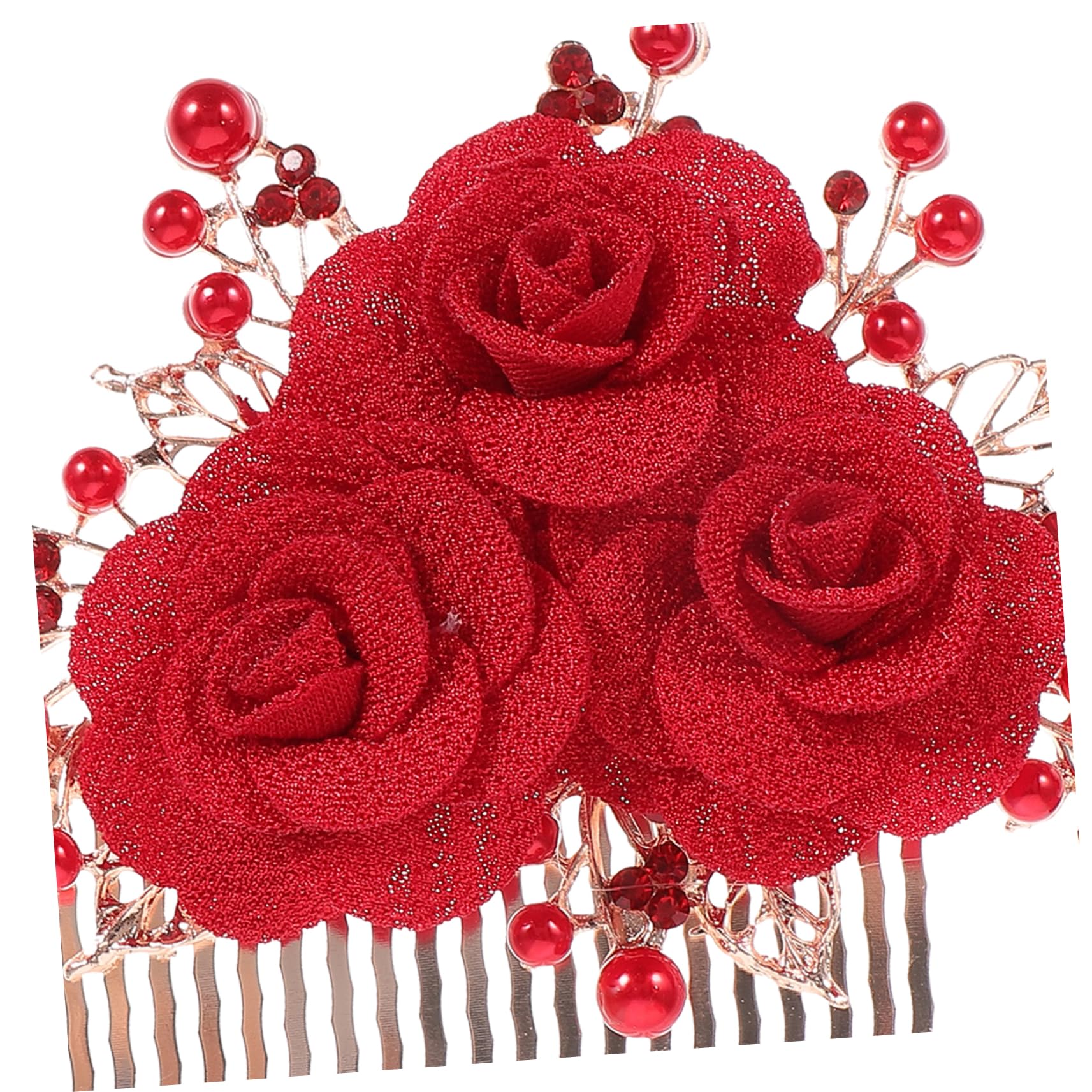 MAGICLULU 4 Roter Haarstecker Haarkamm Hochzeit haarschmuck Haarspangen Haarnadel Haarklammer Haaraccessoires Haarkamm aus Handbuch Kopfbedeckung Rose Braut