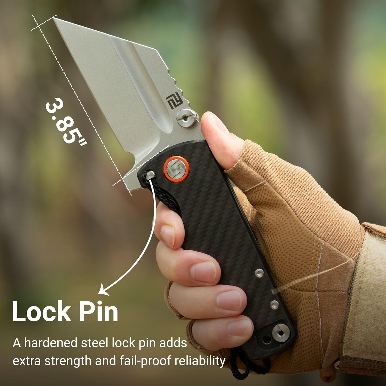 ARTISANCUTLERY Tactical Knife Proponent Folding Knife D2 Steel Blade with Carbon Fiber Handle Fixed Blade EDC Knife for Hunting,Camping and Outdoor 1820P