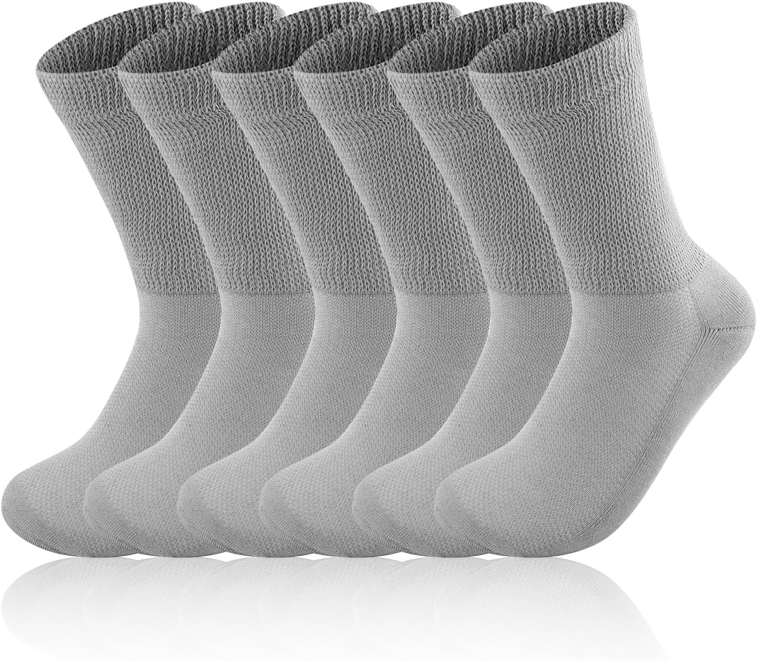 3 Pairs Men's Diabetic Socks,Neuropathy Socks,Non Binding Loose Socks Men,Wide Calf Large Sock,Crew Hospital Socks (L)