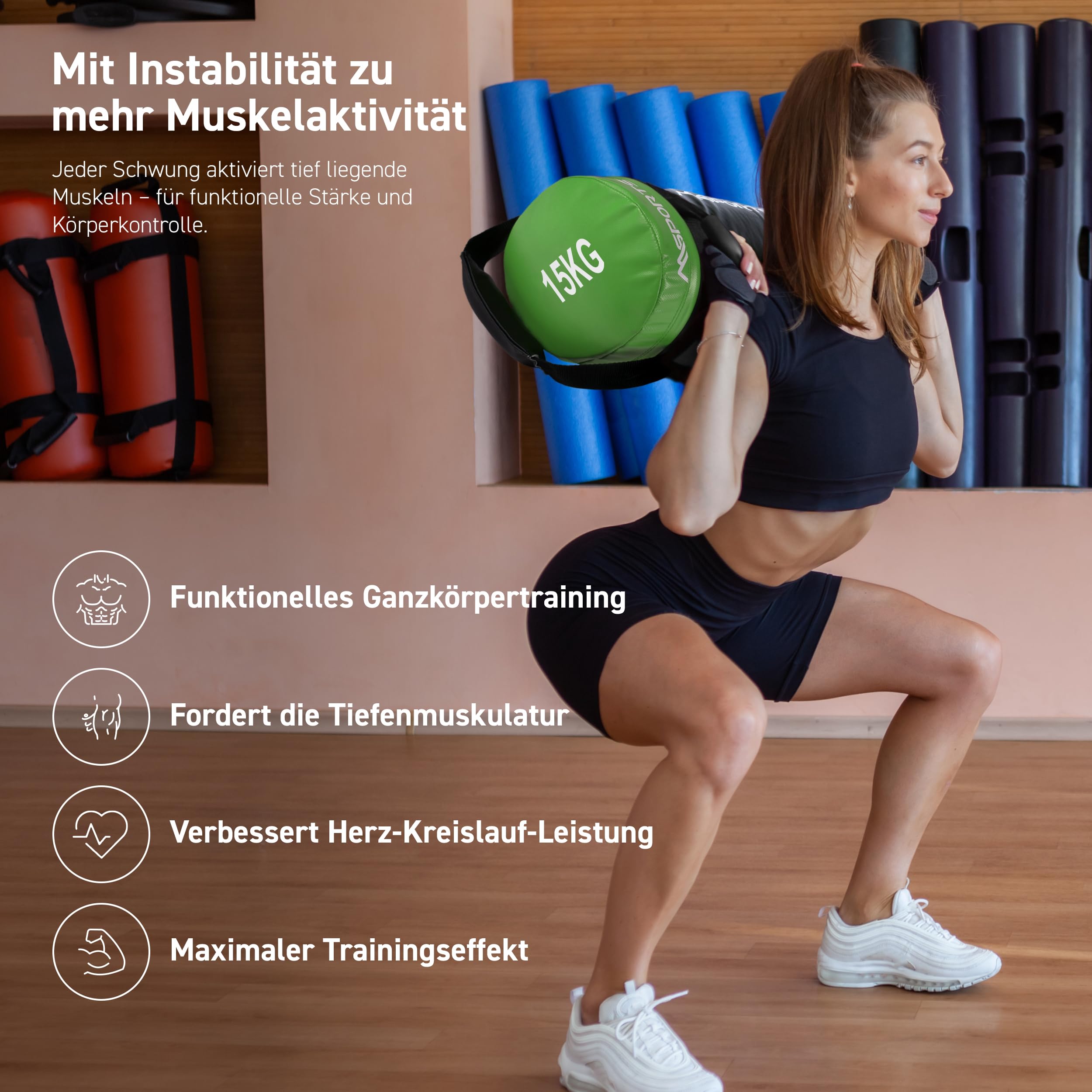 MSPORTS Power Bag Premium 5-30 kg Fitness Bag - Sandsack für Functional Fitness Gewichtssack