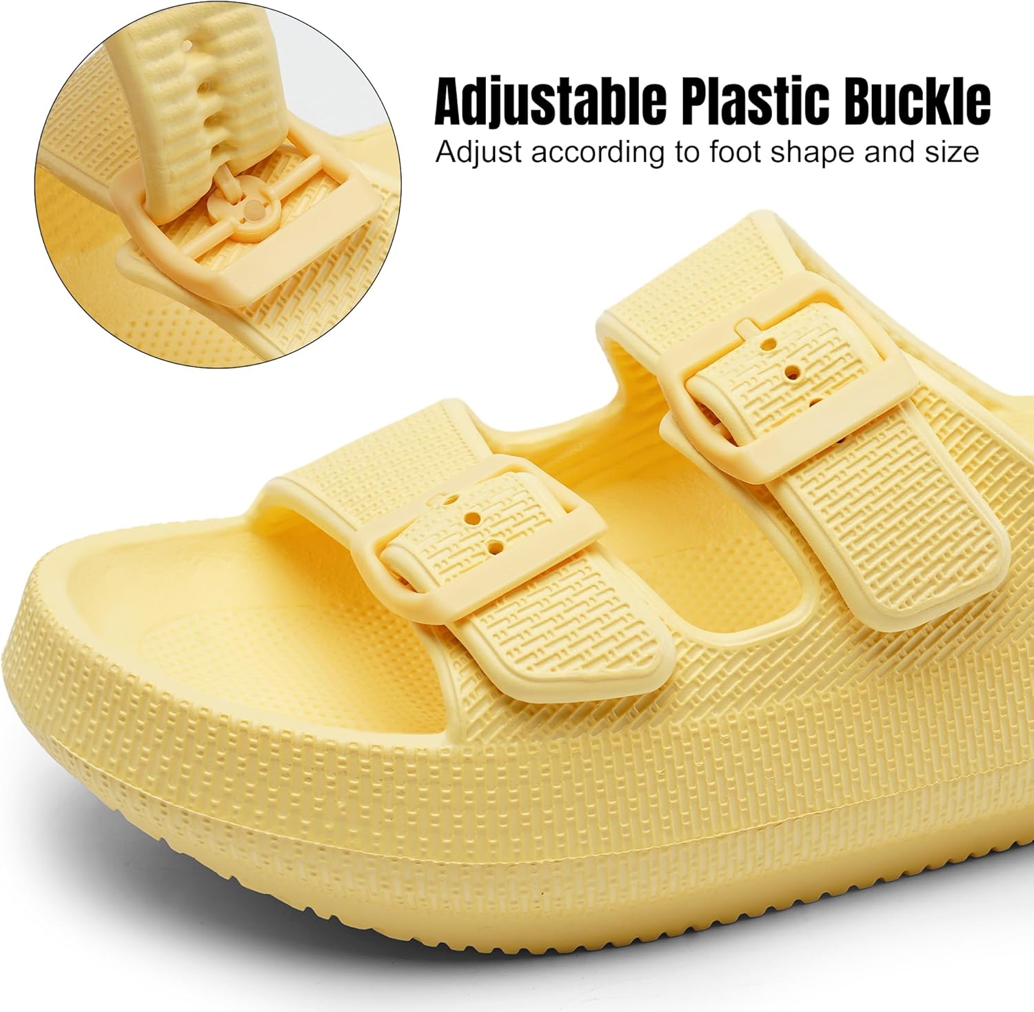 Women Cloud Slide Sandals Woman Slip on Lightweight Adjustable Buckle Slides with Non-Slip Sole for Indoor/Outdoor Use - Image 5