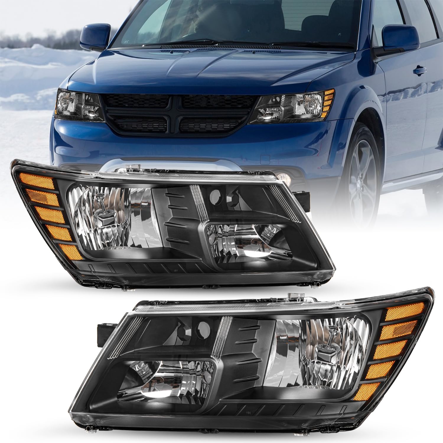 SOCKIR Headlight Assembly Fit for 20092020 Dodge Journey Headlamp Replacement Black