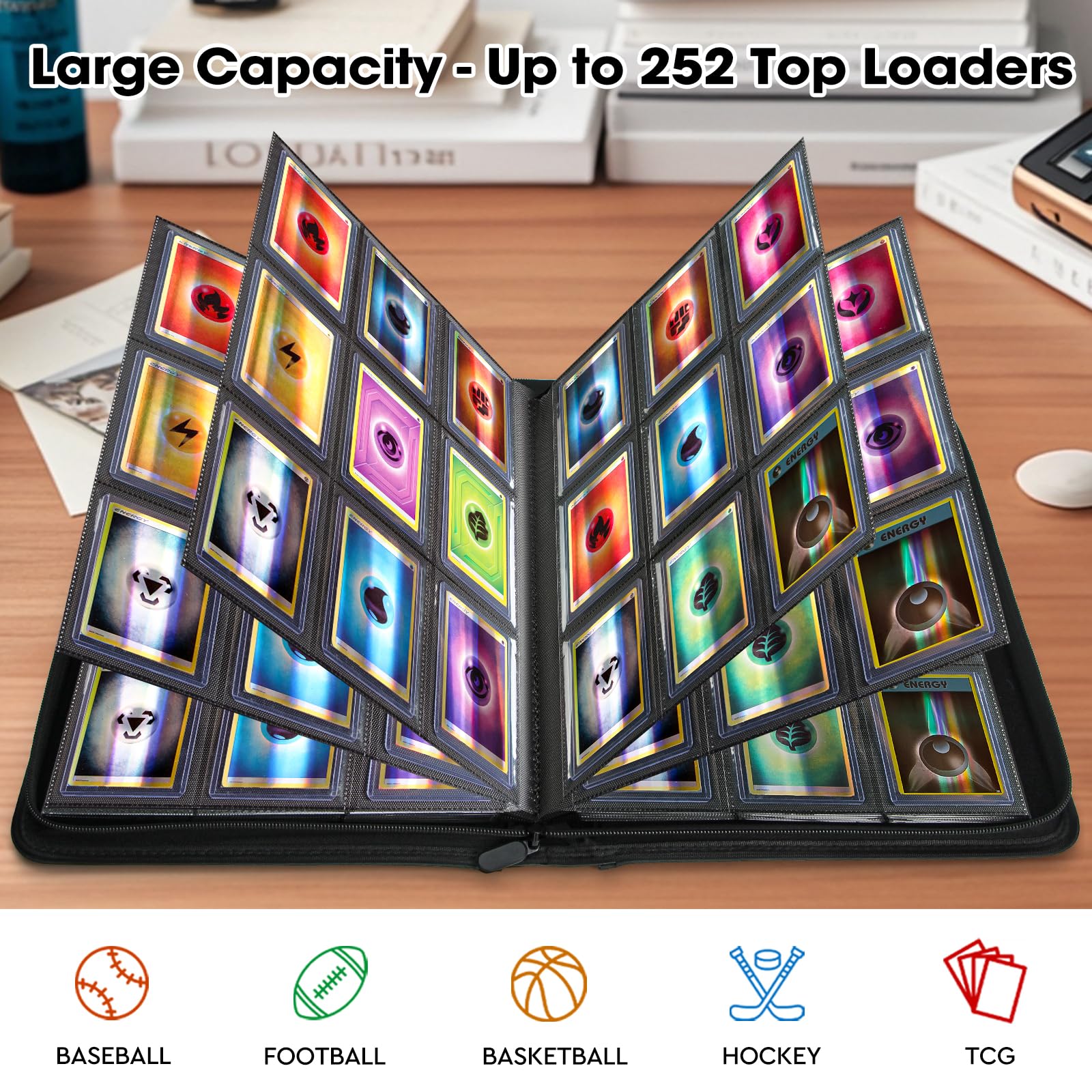 Old Canal Top Loader Binder, 9 Pockets Card Binder Holds 252 Top Loaders, Premium Trading Card Collection Holder - Image 4
