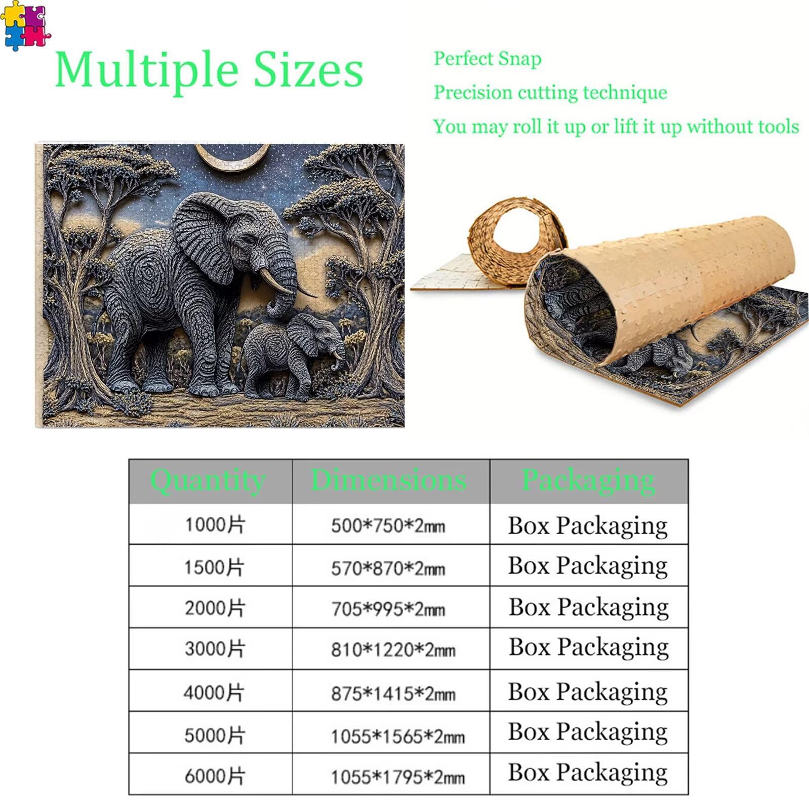 Puzzle 2000 elementów, abstrakcyjne puzzle słonia 2000 elementów dorośli i dzieci, wysokiej jakości artystyczna łamigłówka, 99,5x70,5 cm Klasyczna gra puzzli dla dorosłych, prezent dla kobiety