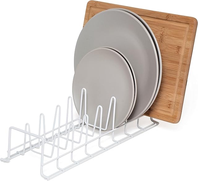 simplywire  Plate / Baking Tray / Pan Lid Rack  Kitchen Cupboard Storage Organiser - White