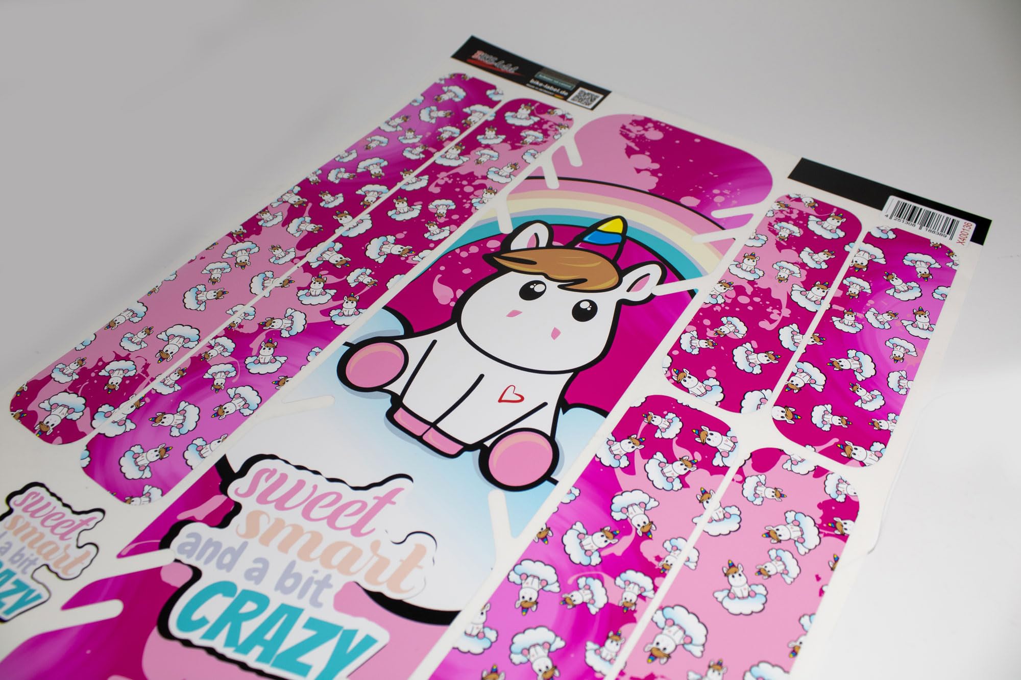 BIKE-label X400136VA Lot d'autocollants pour vélo électrique Motif licorne Rose Taille XL