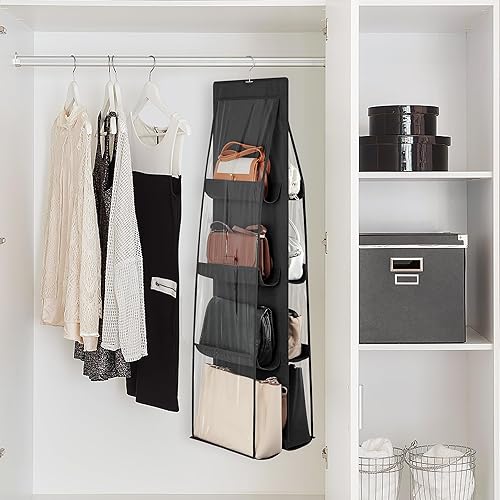 Miniatura 3 de coastal rose Organizador de armario de bolso, organizador de libros de 8 bolsillos para mujer, organizador de almacenamiento de bolsos, organizador