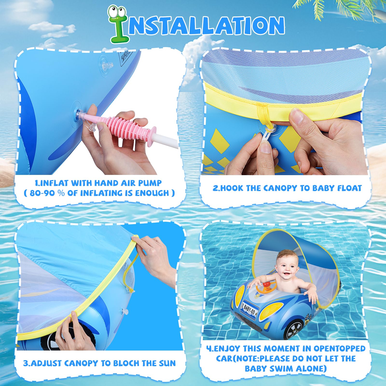 Schwimmring Baby Schwimmsitz für Babys Aufblasbarer PVC-Babyschwimmring Kinder Schwimmring Spielzeug für Baby Badesitz Schwimmbecken