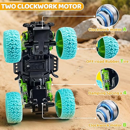 Miniatura 5 de Camión monstruo de juguete de 6.3 pulgadas para niños de 3, 4, 5, 6, 7 años de edad, camión de fricción con tracción hacia atrás, juegos de 2